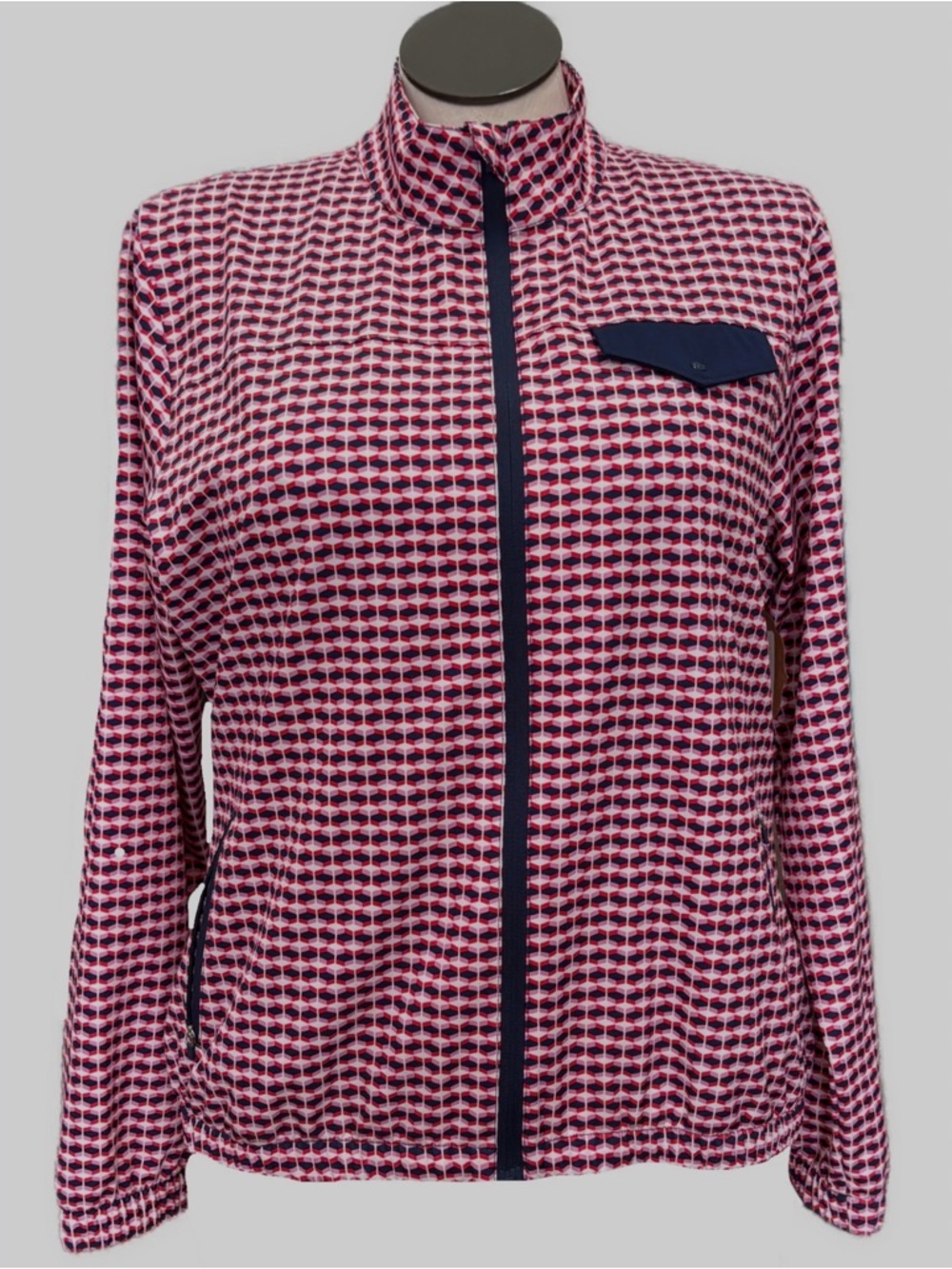 Lady Hagen Pink and Navy Patterned Zip Jacket